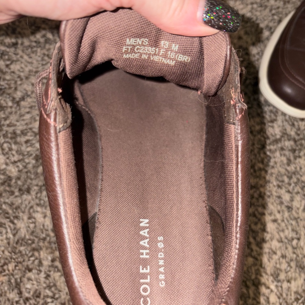 Cole Haan Brown Leather Lace-Up Sneakers with White Soles - Picture 3 of 3